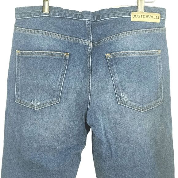 Just Cavalli New York Straight Distressed Patch Jeans Sz 30 - Picture 10 of 11